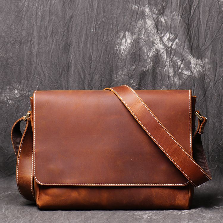 Men's Shoulder Bag New Vintage Genuine Leather Men's Bag Handmade Women's Cowhide Crossbody Bag Crazy Horse Leather Simple and High end Feeling_autovado.com