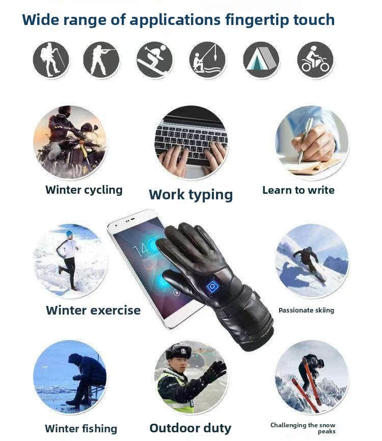 Kangre 7.4V Lithium Battery Rechargeable Gloves Motorcycle Heating Three-Level Temperature Adjustment Electric Warm_autovado.com