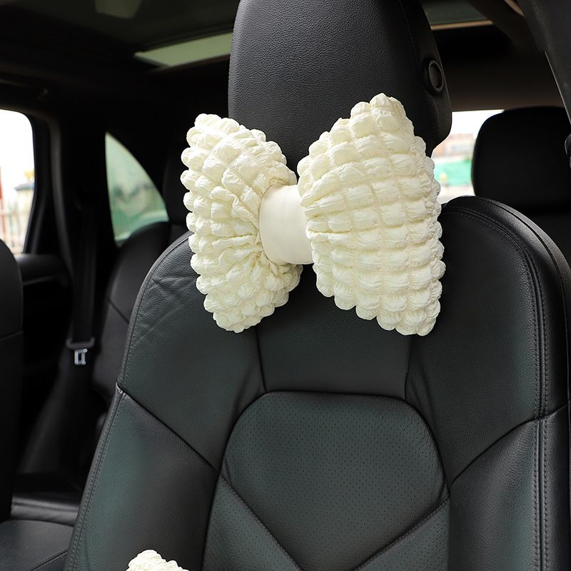 Car Headrest Neck Pillow Puff Car Seat Breathable Comfortable Headrest Internet Popular Car Interior Supplies Women_autovado.com
