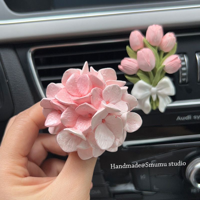 Pink Embroidered Ball Float Carrying Aromatherapy Stones Girls, Interior Accessories For Cars, Air Vents, Instagram_autovado.com
