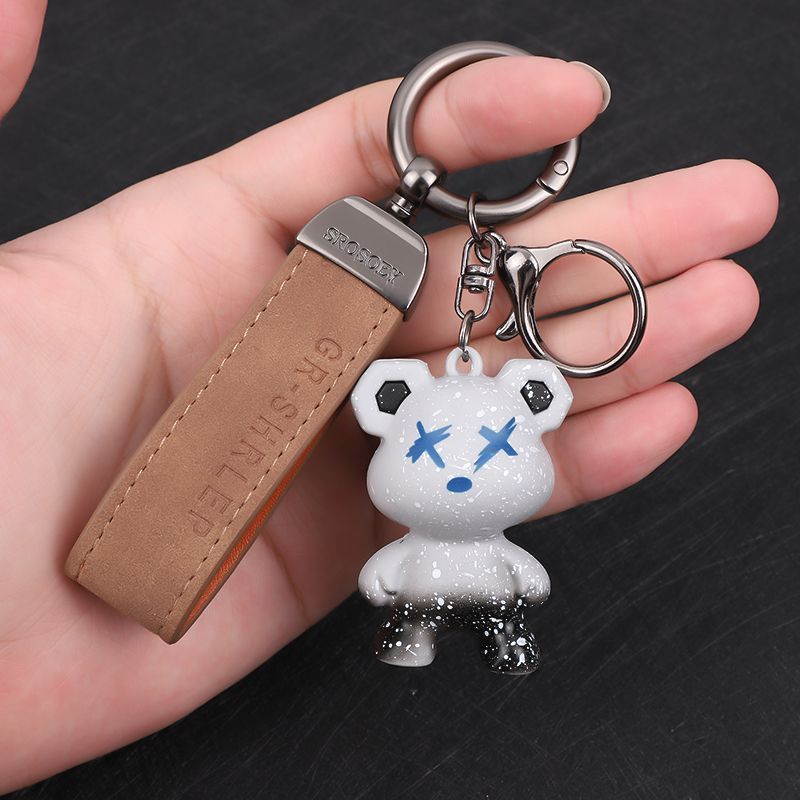 Chameleon Bear Keychain Flip Fur Car Keychain Female Cartoon Bear Creative Couple Exquisite Bag Pendant_autovado.com