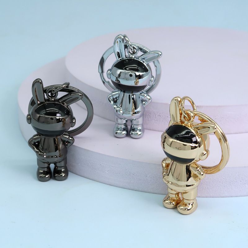 Metal Astronaut Rabbit Keychain Creative Drop Oil 3D Stereo Car Pendant_autovado.com