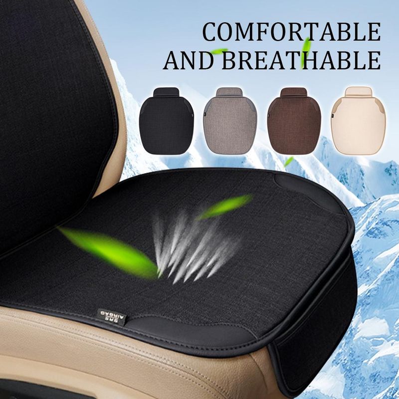 Flax Cover Cool Breathable Fabric Car Front Cushion/Rear Seat Cushion Four Seasons Universal_autovado.com