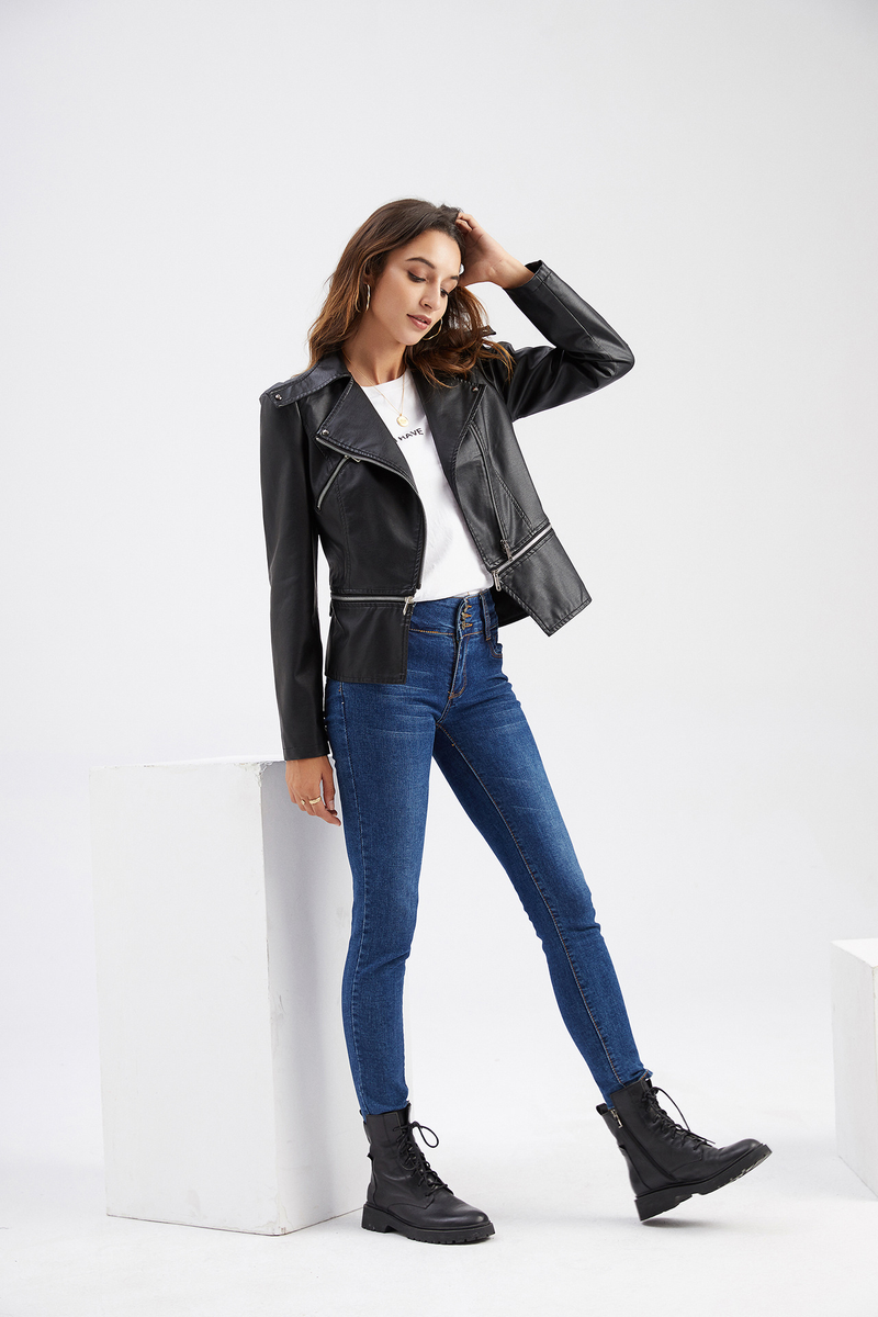 Women's Clothing Leather Jacket With Detachable Hem Fashion Casual Jacket_autovado.com