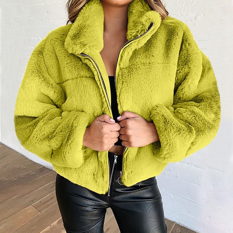 Women's Clothing clothing autumn and winter rabbit fur fur zipper cardigan plush warm jacket_autovado.com