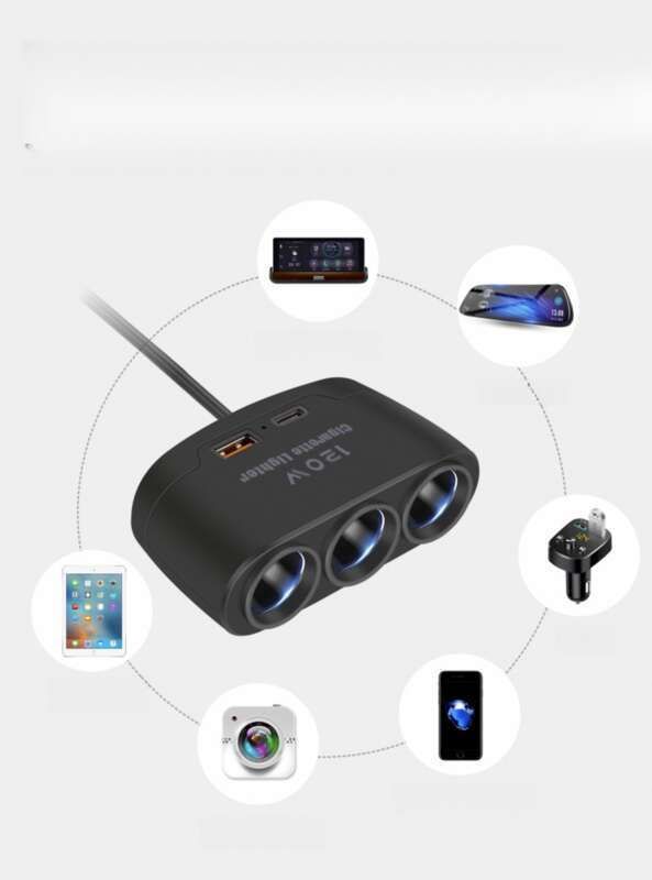 Multi Functional Charger, Car Cigarette Lighter, One To Three With USB+PD Fast Charging Interface, 12V24V Universal_autovado.com