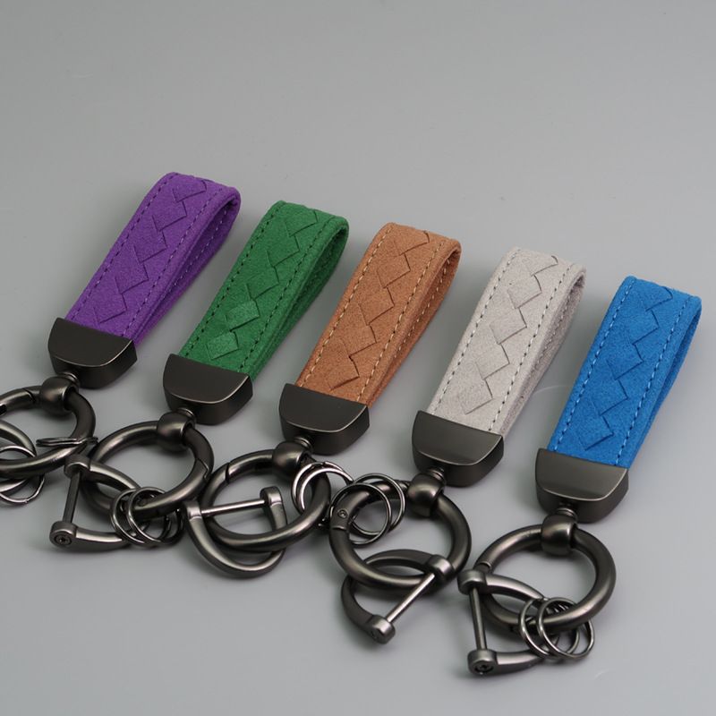 Creative Microfiber Hand Woven Leather Car Keychain Pendant Car Anti Lost Suede Keychain_autovado.com