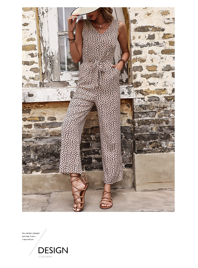 Printed fashion pants with straight tube leopard print jumpsuit_autovado.com