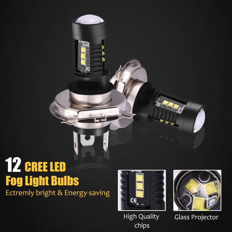 Yuanmheng 2Pcs H4 9003 60W 6000K Car Vehicle LED Headlight High Low Beam Fog Lamp Bulb_autovado.com