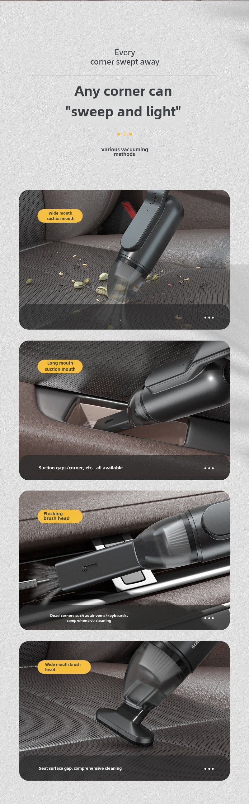 Car vacuum cleaner wireless charging handheld mini car home pet multi-functional portable large suction vacuum cleaner_autovado.com