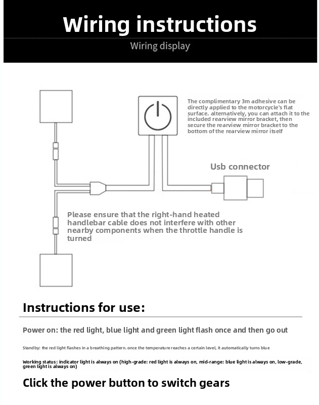 Kangre USB Motorcycle Heated Handlebar Muffs 5V Charging Three-speed Temperature Adjustment Battery Electric Vehicle_autovado.com