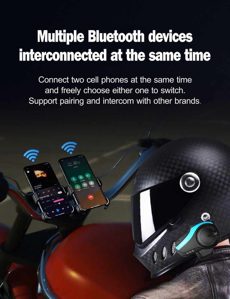 Classic cross-border HY02 helmet headset motorcycle helmet bluetooth headset helmet bluetooth headset 6 people 2K meters_autovado.com