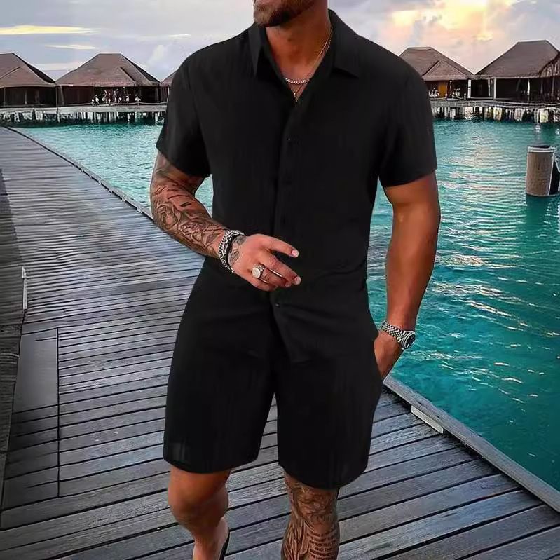Men's Clothing Polo Casual Loose Short-sleeved Shorts Sports Suit_autovado.com