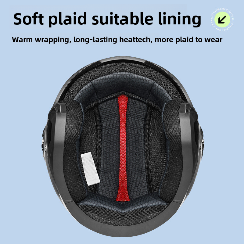 New National Standard Electric Vehicle Women's Four Season Universal Winter Anti Fog And Warm Half Helmet, Men's Double_autovado.com
