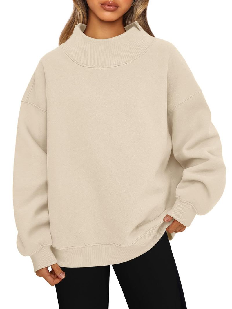 Women's sweatshirt long sleeve turtleneck pullover sweatshirt casual sweatshirt fleece top_autovado.com
