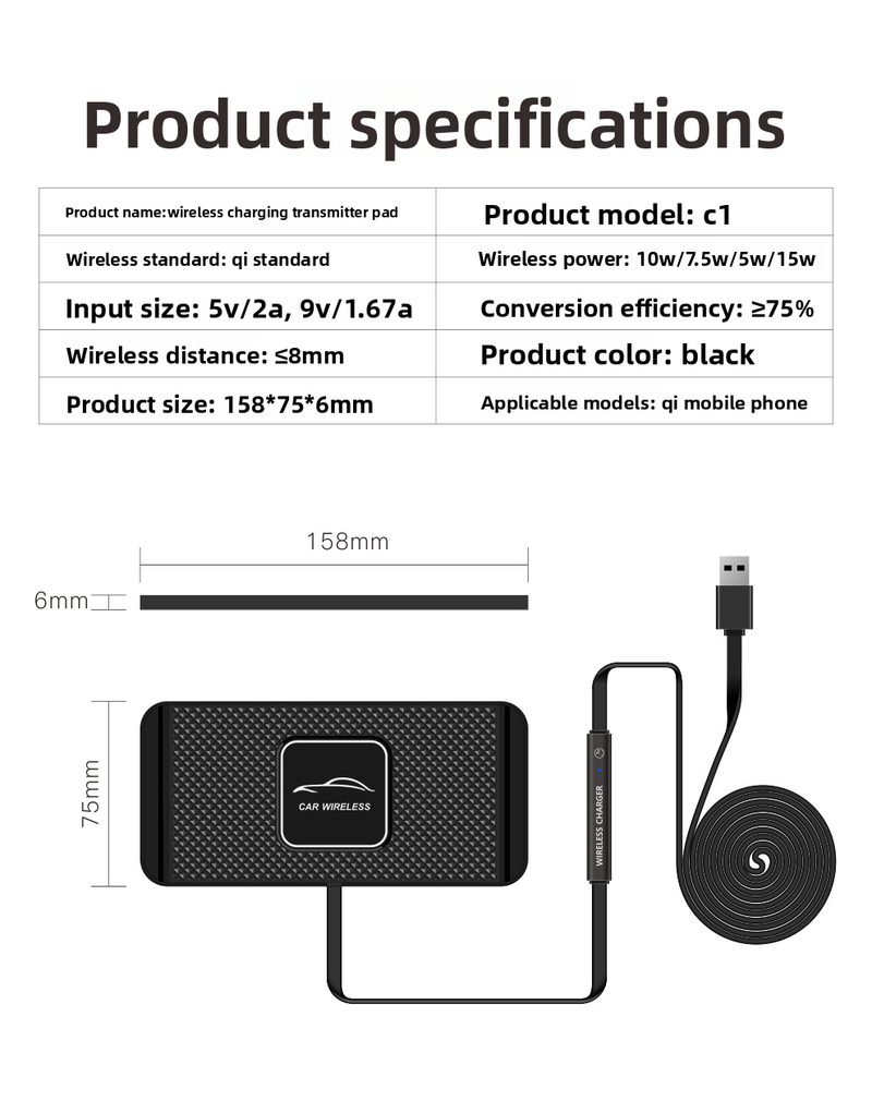 Modified Car Wireless Charger Storage Compartment Anti-Slip Mat Suitable For Mercedes-Benz, BMW, Audi, Honda, Volkswagen_autovado.com