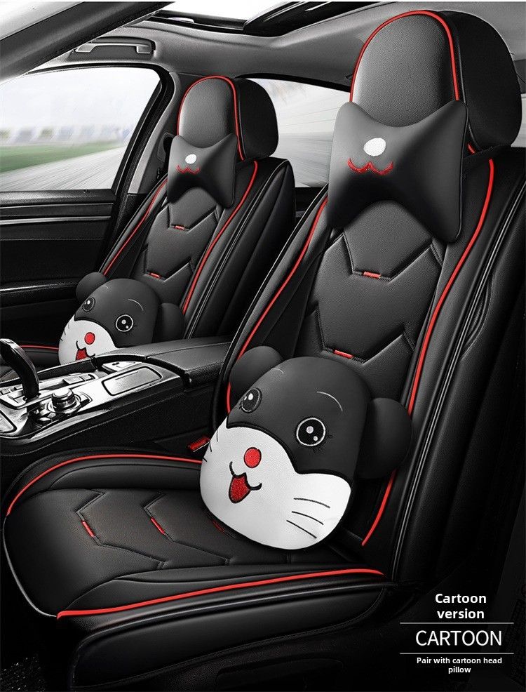 Car Cushion Four Seasons Suitable Cute All-inclusive Seat Cover Summer Full-enclosed Seat Cushion Goddess Leather Seat Cover New_autovado.com