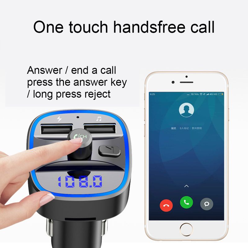 Yuanmheng T25 Dual USB Ports Smart Car Bluetooth-compatible 5.0 MP3 Music Player Hands-free Call_autovado.com