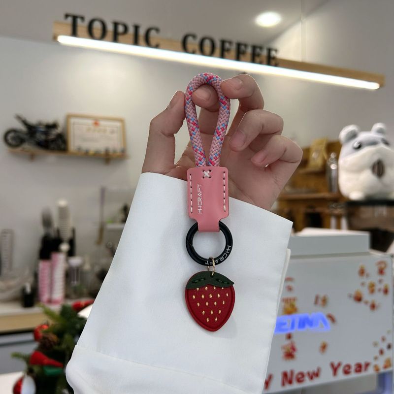 Genuine Cowhide Braided Rope Keychain Pendant High Quality Car Keychain Ring Men And Women Hand Rope School Bag Pendant_autovado.com