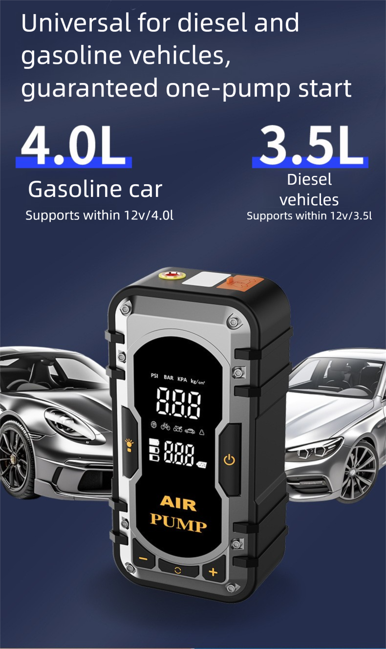 Car Emergency Jump Air Pump Integrated Multi-Function Portable Battery Ignition Starter Power Bank_autovado.com