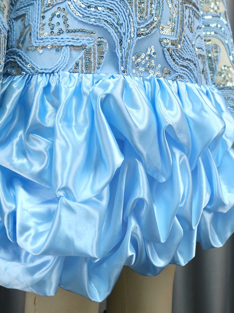 Large size women's V-neck sequined dress Birthday party dress Party dress_autovado.com