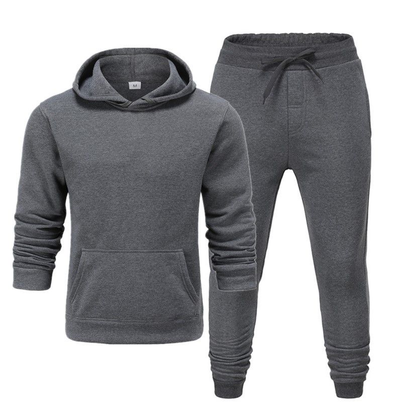 Men's Clothing men's casual sports fitness solid color sweatshirt suit hooded sweatshirt_autovado.com