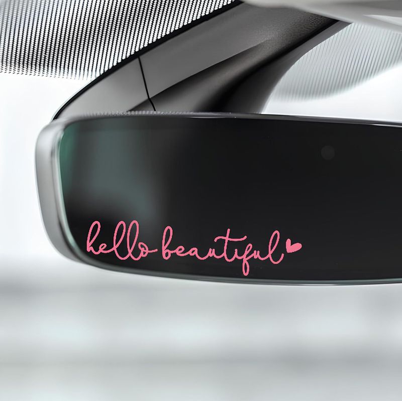 Hello Beautiful car rearview mirror sticker rearview mirror female decoration decal_autovado.com