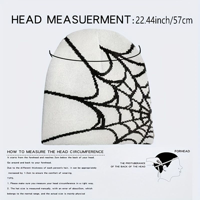 Hot Sale 2023 New Goth Spider Web Jacquard Beanie Caps Y2k Knitted Warm Hip Hop Unisex Elastic Knit Hat Skull Cap for Women Men_autovado.com