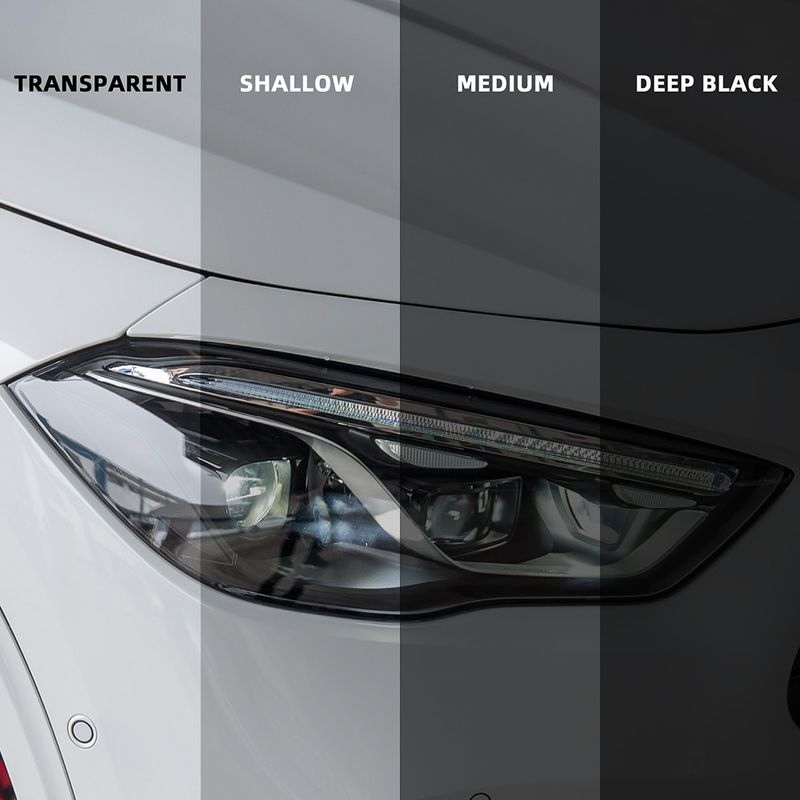 0.3*15M TPU Self-healing Anti-scratch Gray Headlight Black Taillight Dark Transparent Light Film Protection_autovado.com