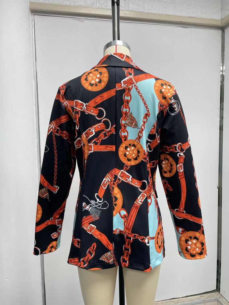 Women's autumn and winter new long-sleeved fashion sexy printed small suit jacket_autovado.com