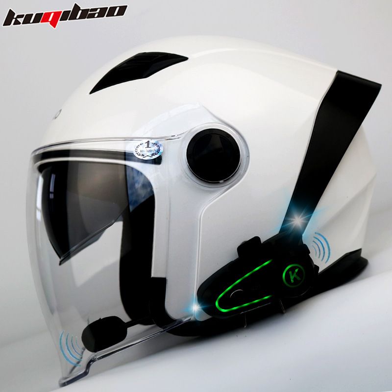Motorcycle Helmet With Bluetooth Intercom, 3/4 Open Face Design, Dual Visor, 3C Certified, ABS Material, Multiple Color Options_autovado.com