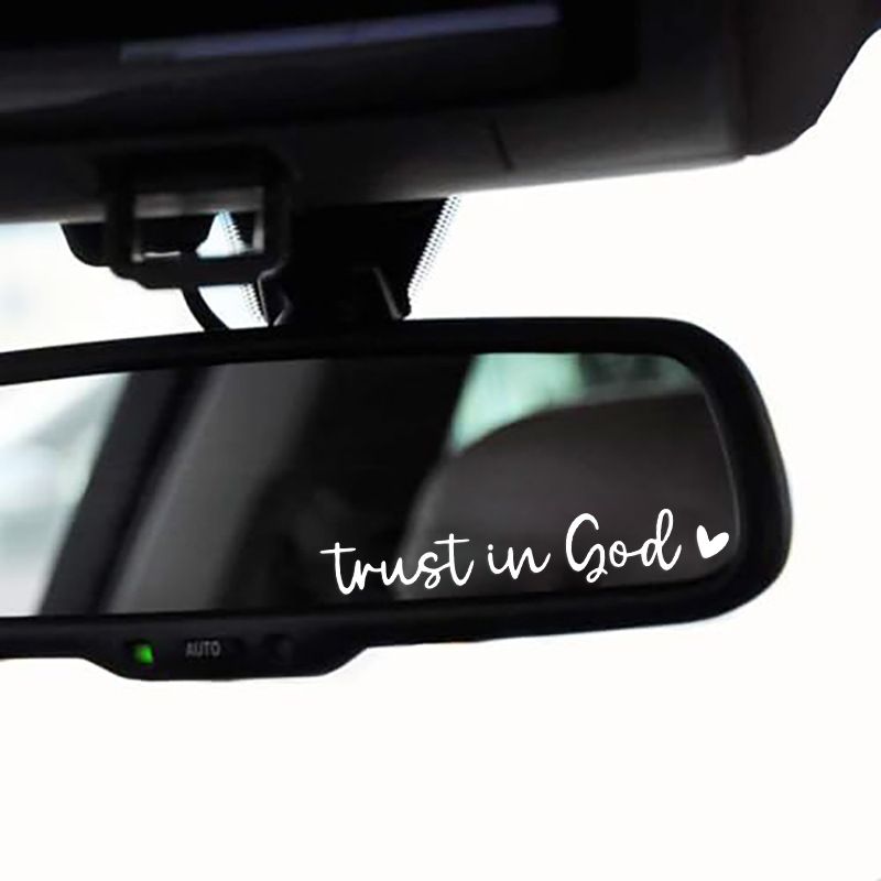 2 pack Trust in god car rearview mirror makeup mirror life decoration stickers_autovado.com