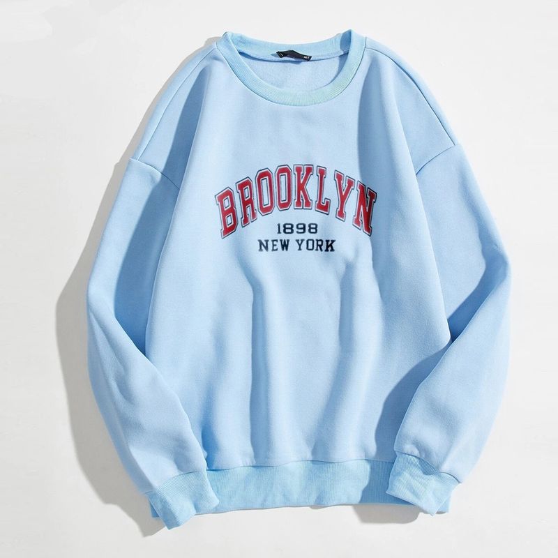 Women's Clothing 2024 autumn new round neck long sleeve letter women's casual outer wear plus velvet large size sweater tops women _autovado.com