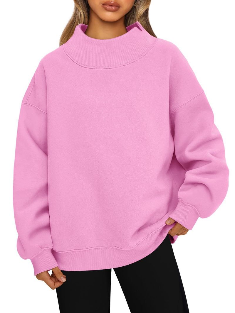 Women's sweatshirt long sleeve turtleneck pullover sweatshirt casual sweatshirt fleece top_autovado.com
