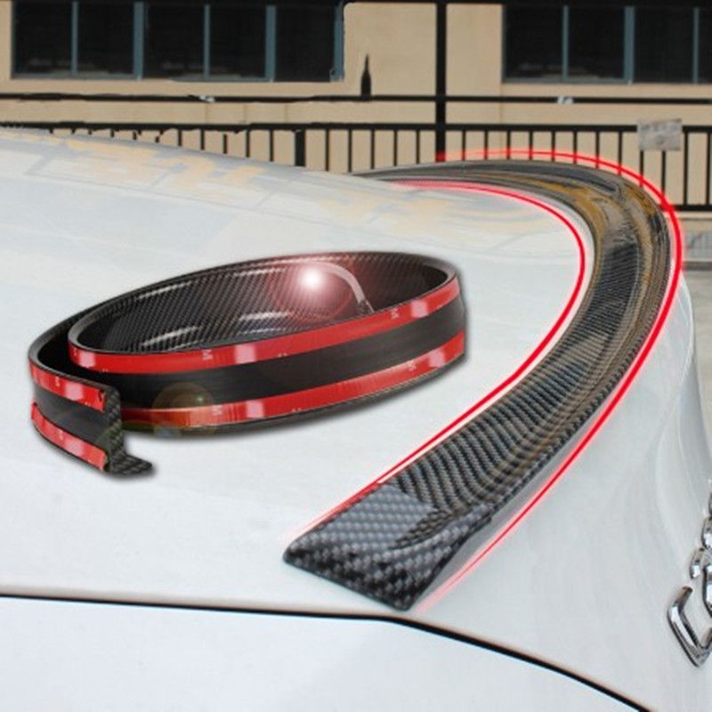 Car 3D Pattern Rubber Spoiler No Drilling Required Universal Carbon Fiber Diffuser Anti-Collision Strip_autovado.com