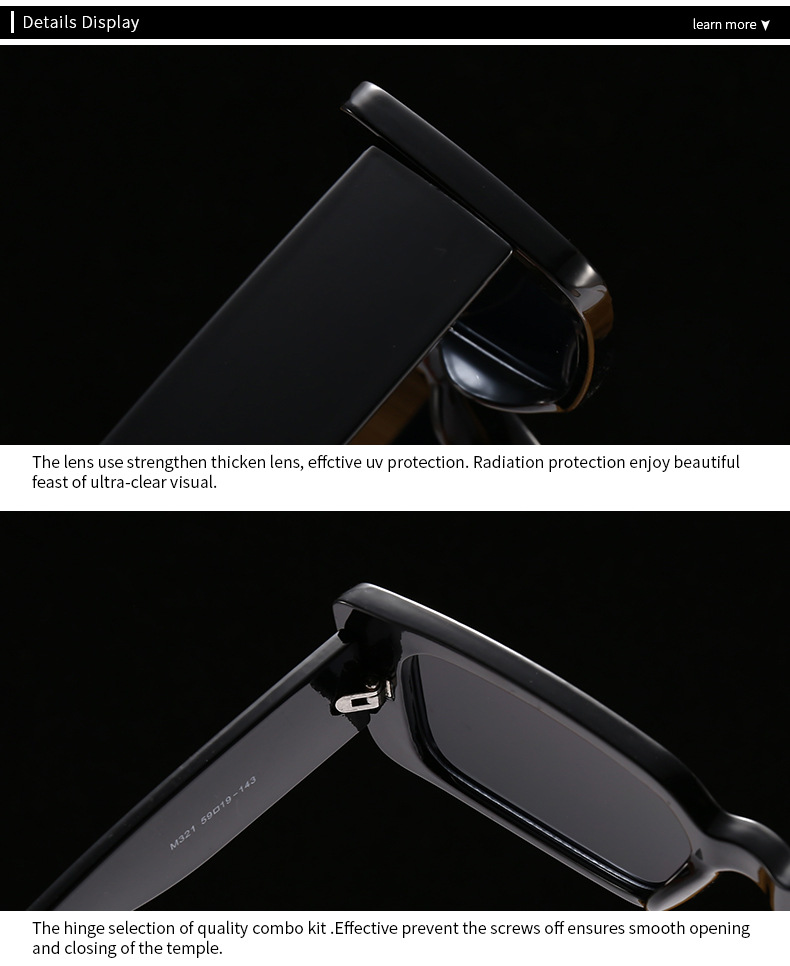 new modern retro square frame narrow rivet sunglasses INS style street photography big-name sunglasses 321_autovado.com