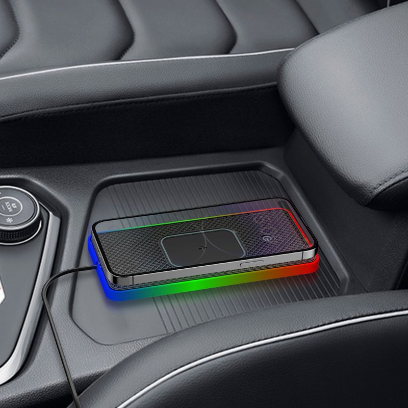 D15Key Switchable RGB Ambient Light Car Phone Wireless Charger Compatible With Mercedes-Benz BMW Universal_autovado.com