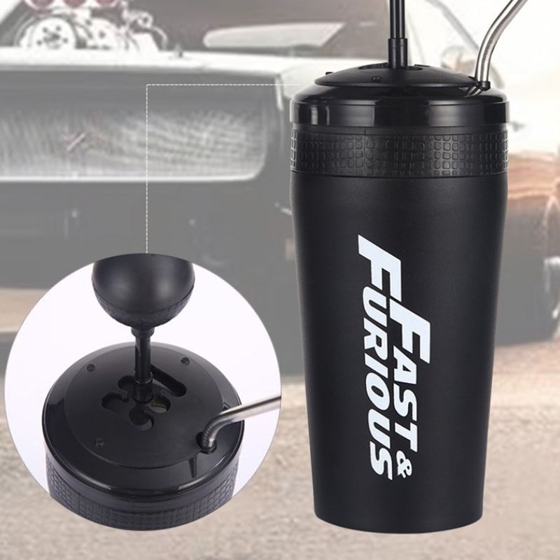 Car Cup Holder Bottle - 500ml With Straw_autovado.com