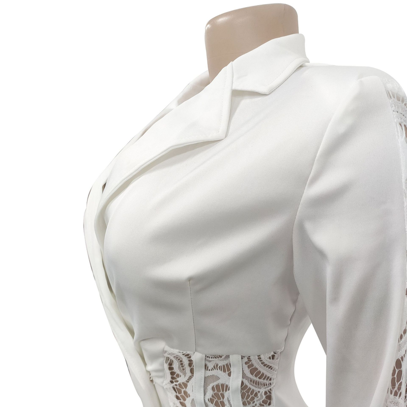 Women's fashion women's V-neck long-sleeved double-breasted tassel openwork dress_autovado.com