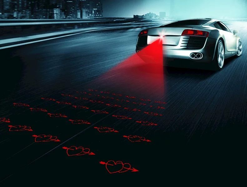 Car motorcycle laser fog light projection warning light anti-fog anti-rear brake laser light rear projection light_autovado.com