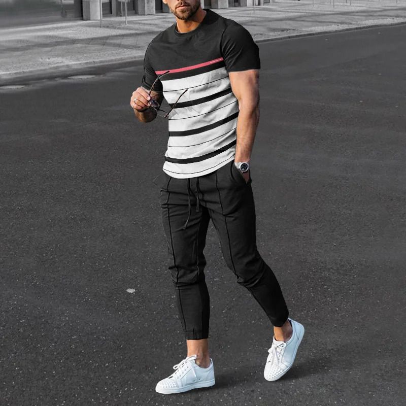 Men's Clothing loose sports suit 3D digital printing personalized fashion short-sleeved trousers_autovado.com