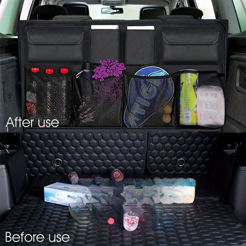 Multi Functional Rear Seat Back Hanging Bag, Car Foldable Miscellaneous Oxford Cloth Trunk Storage Bag_autovado.com