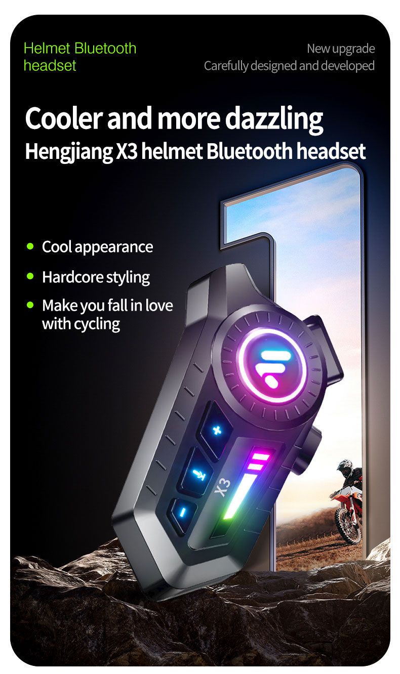 X3 Motorcycle Helmet Bluetooth Heavy Bass Waterproof Noise Reduction Wireless Cross-Brand Dual Intercom Riding Headset_autovado.com
