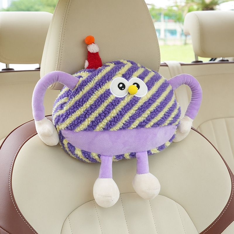 Cute Lumbar Support Cartoon Creative Monster Comfortable Car Headrest Neck Pillow Interior Accessories For Women_autovado.com