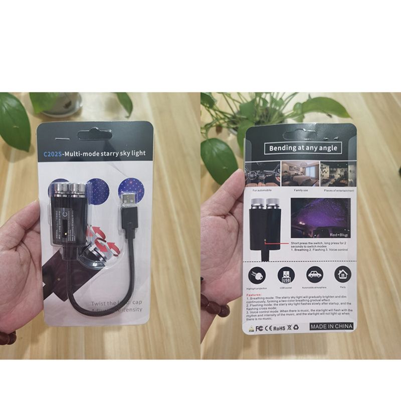 Dual color starry sky USB ambient interior projection light, car roof full of stars, laser rhythm light_autovado.com