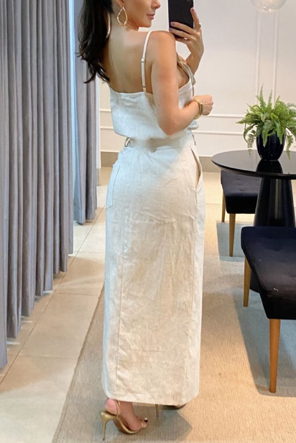 Holiday Daily Women's Streetwear Solid Color Linen Cotton Skirt Sets Skirt Sets_autovado.com
