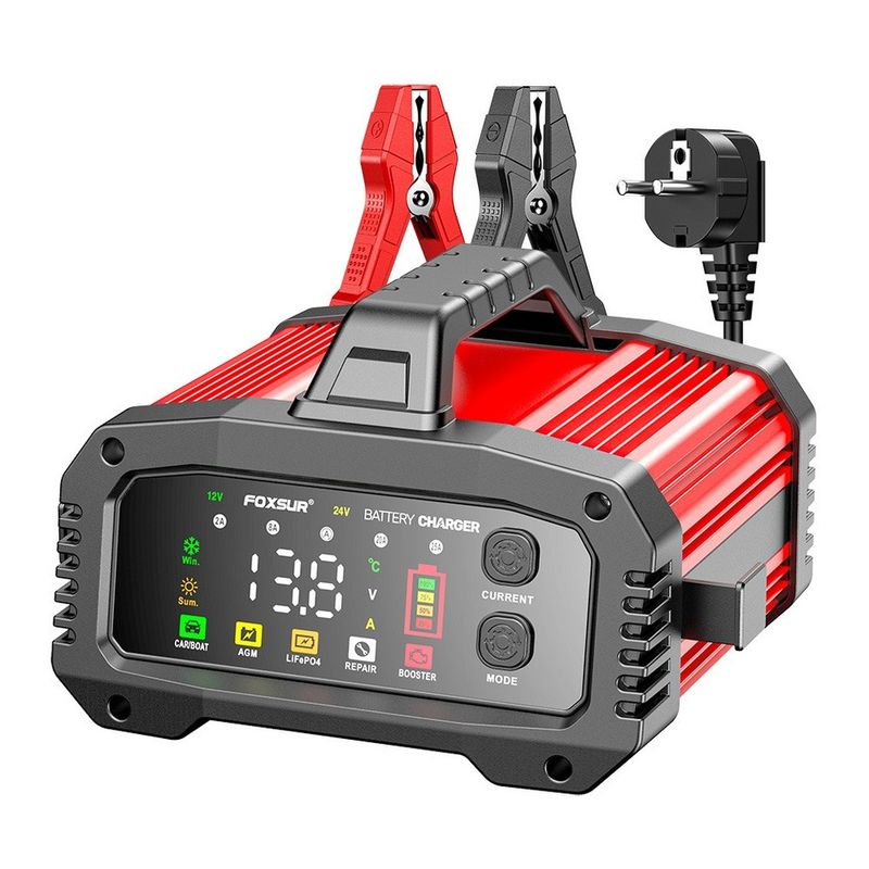 Portable 25A/15A Smart Car Battery Charger For 12V-24V Motorcycle Lead Acid AGM GEL LiFePo4 Batteries Auto Booster Pulse_autovado.com