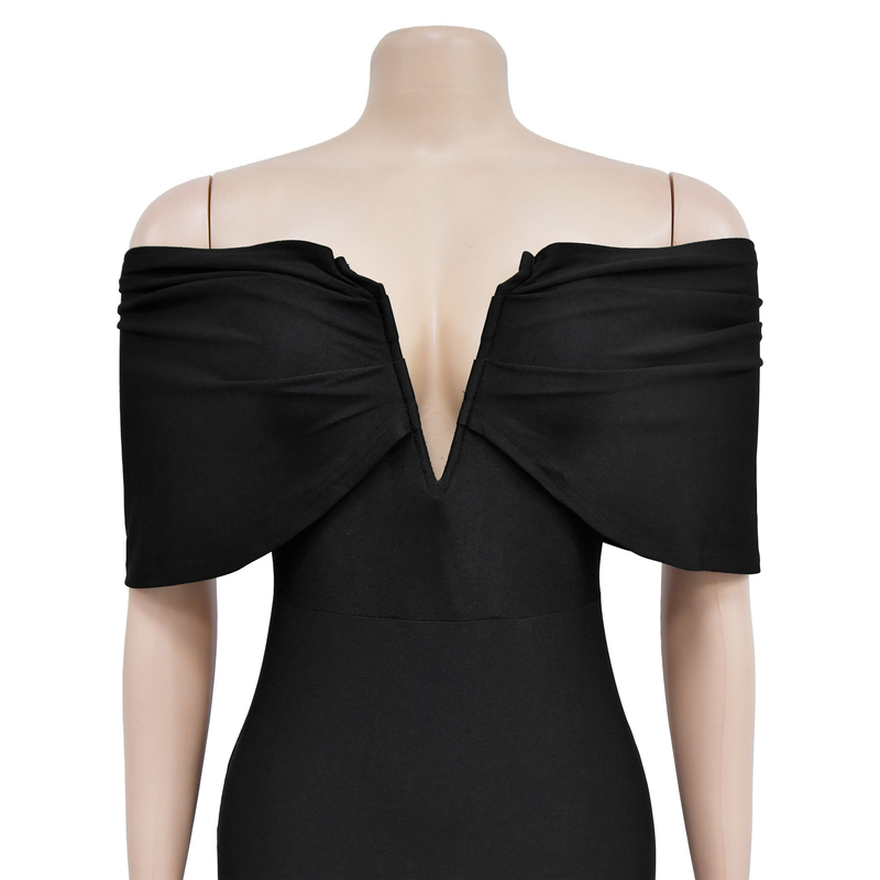 Women's Clothing fashion women's solid color one-shoulder deep V backless fishtail dress_autovado.com