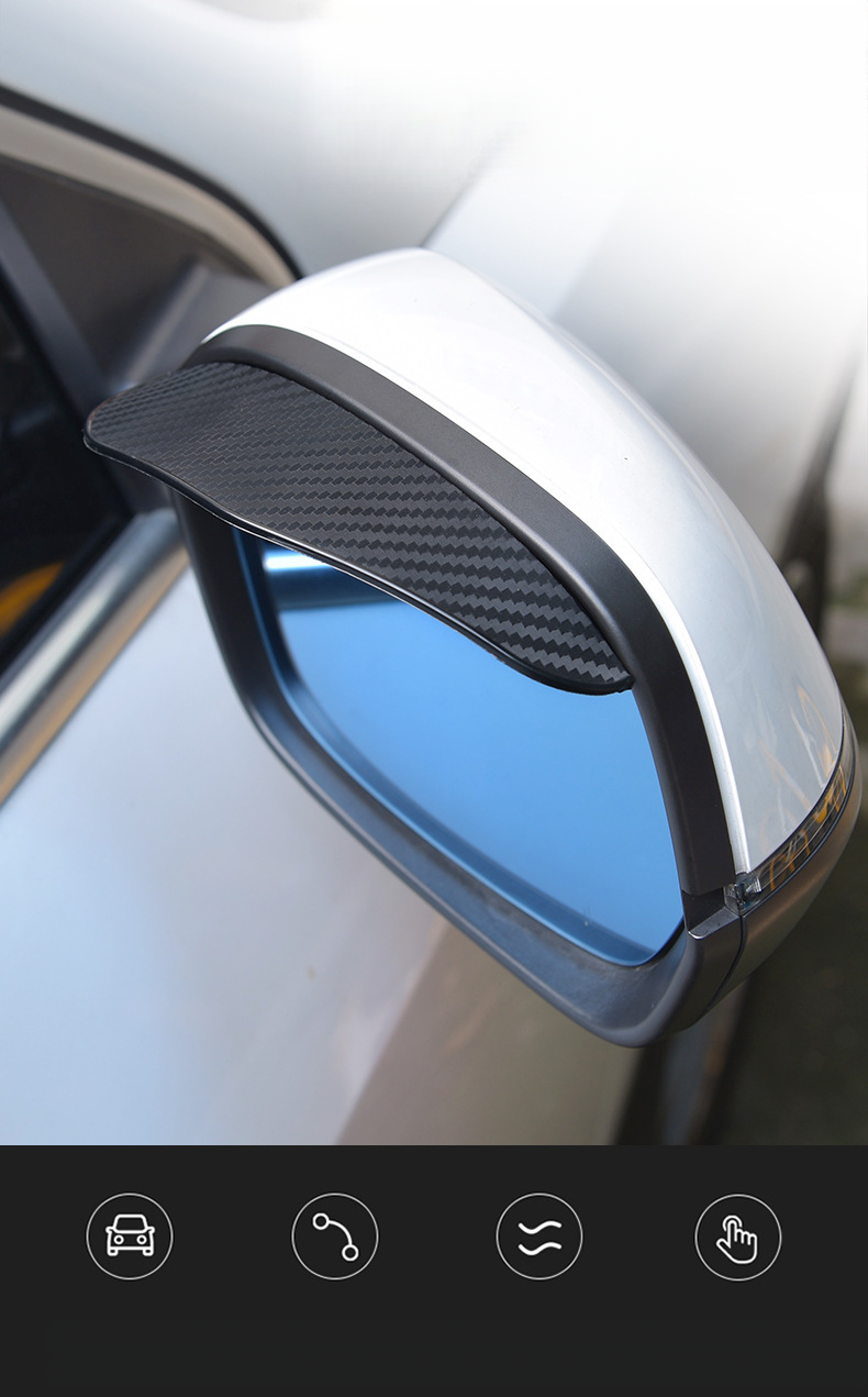 Car With Thickened Carbon Fiber Texture Eyebrows, Rearview Mirror Rain Shield_autovado.com