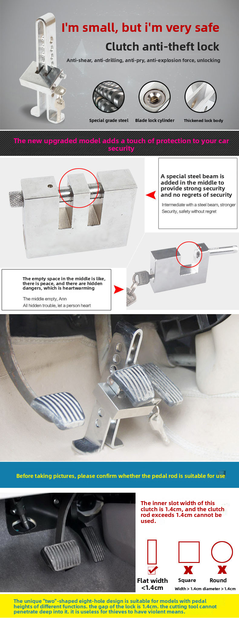 Direct Clutch Throttle Brake Stainless Steel Material Suitable For Various Car Models Anti-theft Lock_autovado.com